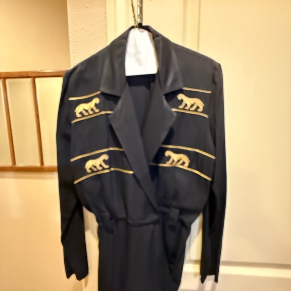 Cache Black Outfit with Gold Panther Detailing size 10 - Picture 2 of 7